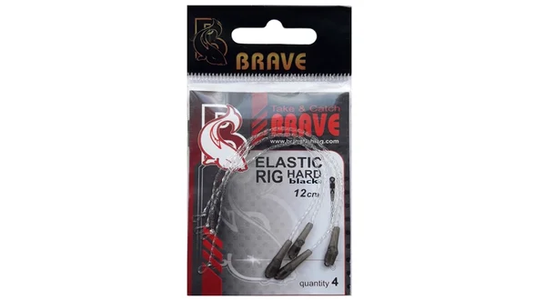 Фідергам - поводок Elastic Rig Hard Black 12 см, BERHB12, 4шт в уп.