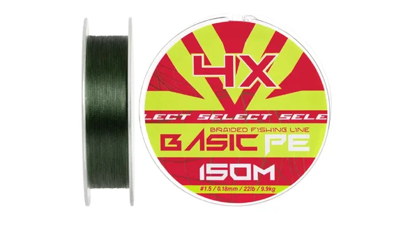 Шнур Select Basic PE Green 150m #1.5/0.18mm 22lb/9.9kg