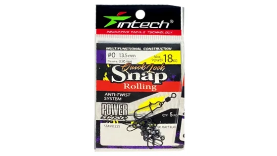Застібка з вертлюгом Intech Quick lock Snap Rolling Matt black 5 шт (#0)