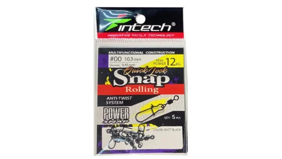 Застібка з вертлюгом Intech Quick lock Snap Rolling Matt black 5 шт (#00)