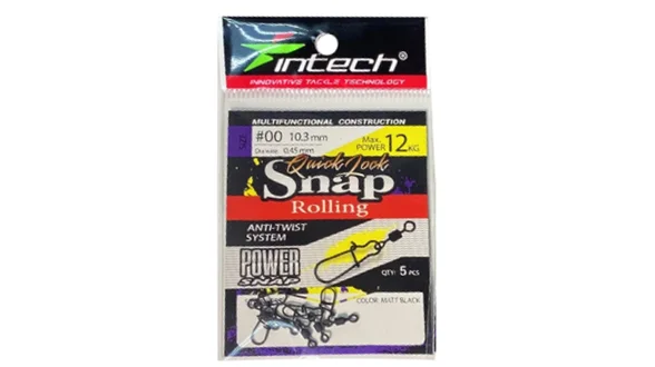 Застібка з вертлюгом Intech Quick lock Snap Rolling Matt black 5 шт (#00) Застібка з вертлюгом Intech Quick lock Snap Rolling Matt black 5 шт (#00)