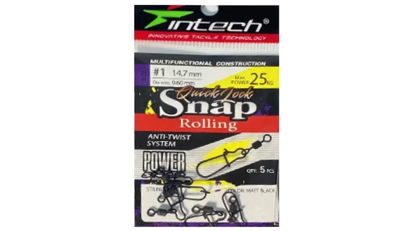 Застібка з вертлюгом Intech Quick lock Snap Rolling Matt black 5 шт (#1) Застібка з вертлюгом Intech Quick lock Snap Rolling Matt black 5 шт (#1)