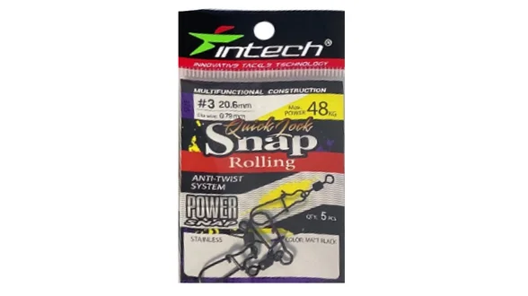 Застібка з вертлюгом Intech Quick lock Snap Rolling Matt black 5 шт (#3) Застібка з вертлюгом Intech Quick lock Snap Rolling Matt black 5 шт (#3)