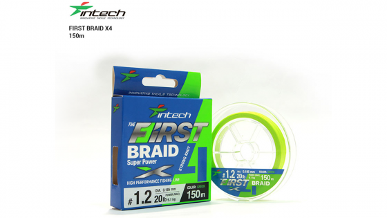 Шнур плетений  Intech First Braid X4 Green 150m / 0.4 (8lb/3.63kg)