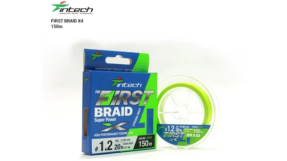 Шнур плетений  Intech First Braid X4 Green 150m / 0.6 (10lb/4.54kg)