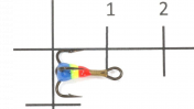 Трійники з краплею для зимової мормишки 12 / 06(RYB) * 10