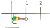 Трійники з краплею для зимової мормишки 14 / 07(RYG) * 10