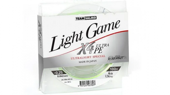 Жилка плетена Team Salmo LIGHT GAME FINE GREEN X4 UltraPE 100/0,064(#0,4)  (інд.уп/ *6)