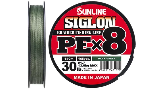 фото Шнур Sunline Siglon PE х8 150m (темн-зел.) #1.7/0.223mm 30lb/13.0kg 1658.09.80 | trofey.shop фото Шнур Sunline Siglon PE х8 150m (темн-зел.) #1.7/0.223mm 30lb/13.0kg 1658.09.80 | Трофей