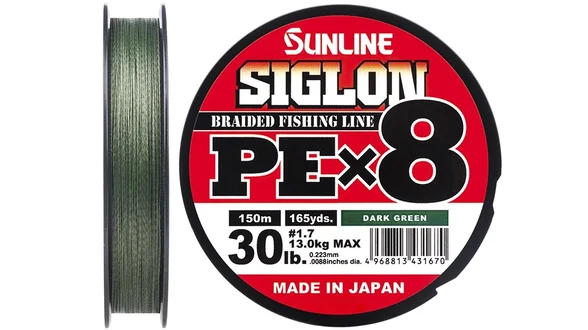 фото Шнур Sunline Siglon PE х8 150m (темн-зел.) #1.7/0.223mm 30lb/13.0kg 1658.09.80 | trofey.shop фото Шнур Sunline Siglon PE х8 150m (темн-зел.) #1.7/0.223mm 30lb/13.0kg 1658.09.80 | Трофей