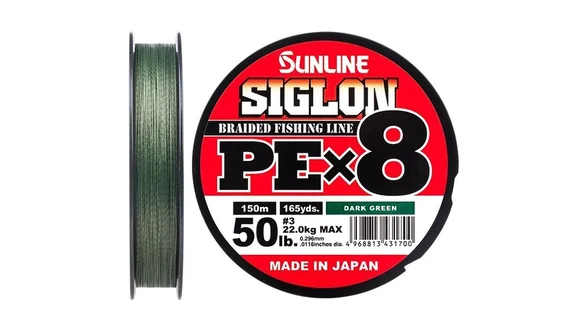 фото Шнур Sunline Siglon PE х8 150m (темн-зел.) #3.0/0.296mm 50lb/22.0kg 1658.09.83 | trofey.shop фото Шнур Sunline Siglon PE х8 150m (темн-зел.) #3.0/0.296mm 50lb/22.0kg 1658.09.83 | Трофей