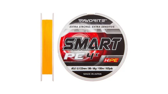 фото Шнур Favorite Smart PE 4x 150м (оранж.) #0.4/0.104мм 3кг 1693.10.39 | trofey.shop фото Шнур Favorite Smart PE 4x 150м (оранж.) #0.4/0.104мм 3кг 1693.10.39 | Трофей