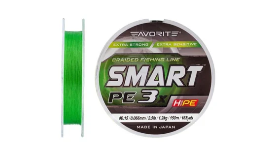 фото Шнур Favorite Smart PE 3x 150м (l.green) #0.15/0.066mm 2.5lb/1.2kg 1693.10.60 | trofey.shop фото Шнур Favorite Smart PE 3x 150м (l.green) #0.15/0.066mm 2.5lb/1.2kg 1693.10.60 | Трофей