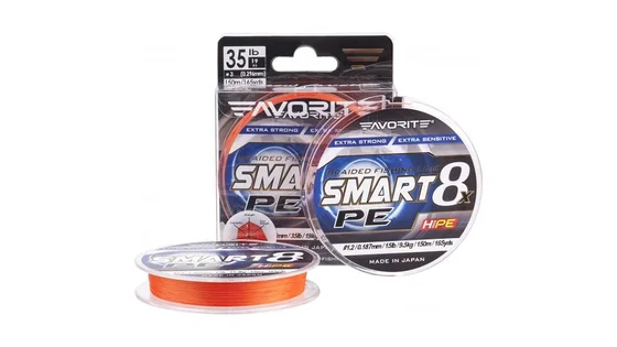 фото Шнур Favorite Smart PE 8x 150м (red orange) #0.5/0.117mm 8lb/4.1kg 1693.10.79 | Трофей