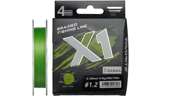 фото Шнур Favorite X1 PE 4x 150m (l.green) #1.2/0.185mm 20lb/9.5kg 1693.11.31 | trofey.shop фото Шнур Favorite X1 PE 4x 150m (l.green) #1.2/0.185mm 20lb/9.5kg 1693.11.31 | Трофей