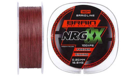фото Шнур Brain NRG 8X sinking 150m 0.20mm 16.8kg ц:brown 1858.20.86 | Трофей