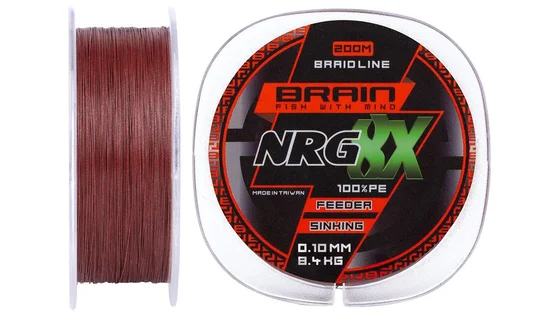 фото Шнур Brain NRG 8X sinking 200m 0.10mm 8.4kg ц:brown 1858.20.88 | Трофей