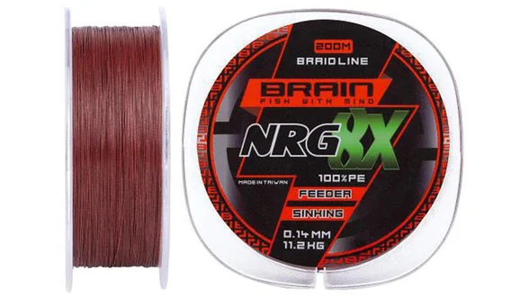 фото Шнур Brain NRG 8X sinking 200m 0.14mm 11.2kg ц:brown 1858.20.90 | Трофей