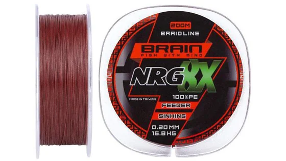 фото Шнур Brain NRG 8X sinking 200m 0.20mm 16.8kg ц:brown 1858.20.92 | Трофей