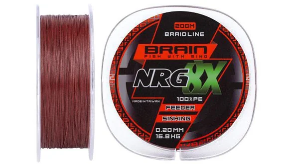 фото Шнур Brain NRG 8X sinking 200m 0.20mm 16.8kg ц:brown 1858.20.92 | Трофей