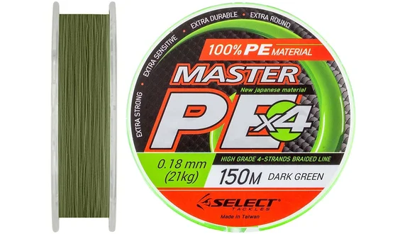 фото Шнур Select Master PE 150m 0.18мм 21кг темн.-зел. 1870.01.76 | Трофей